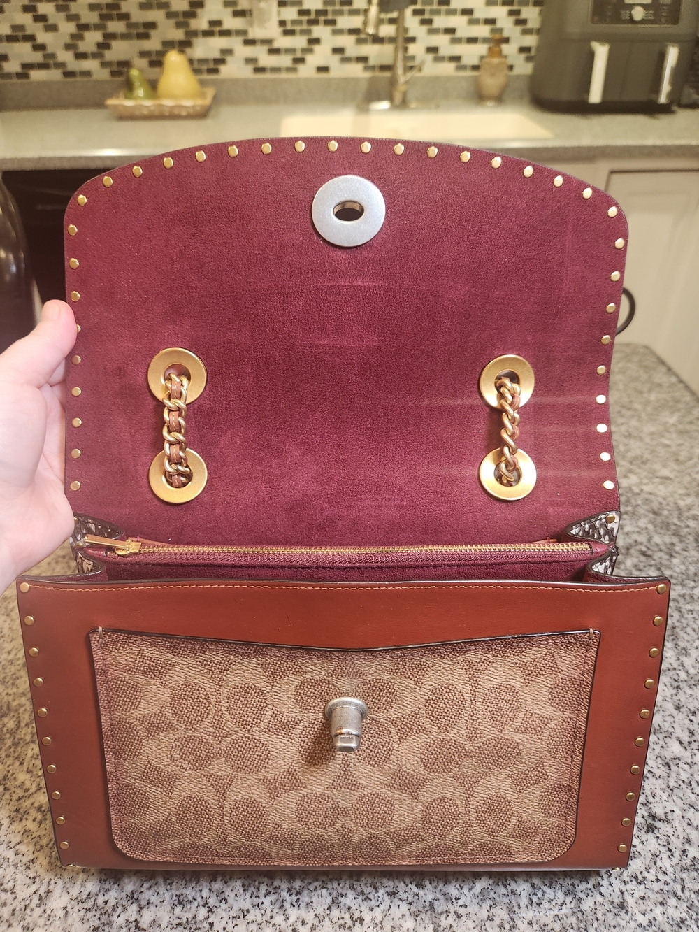 Coach Parker Rivets Tea Rose Chain Bag - Picture 8 of 14
